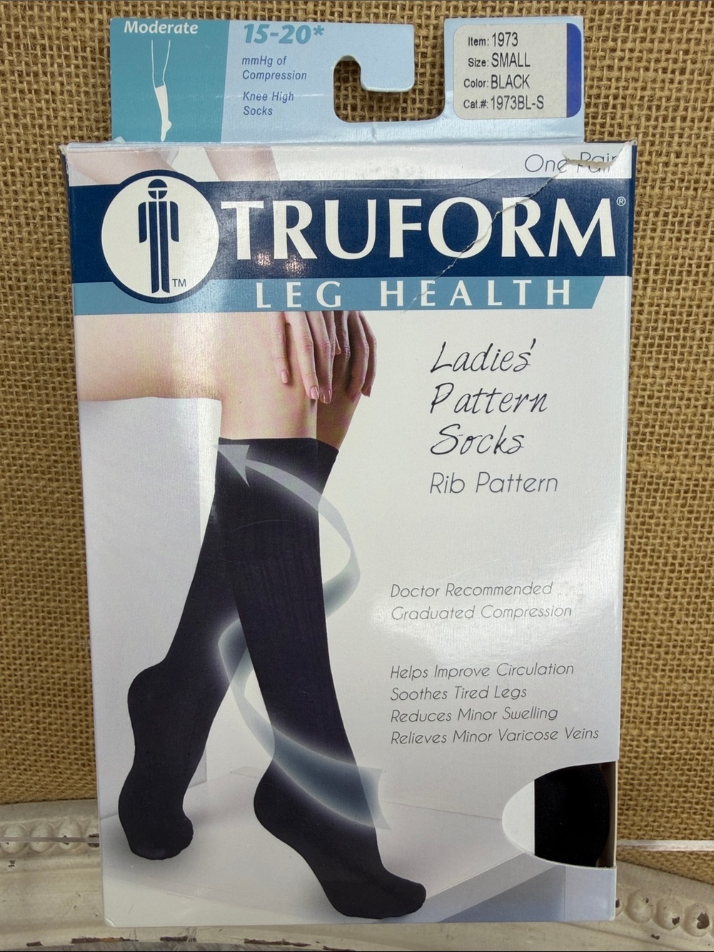 Truform Knee High Rib Pattern Socks for Men - Black